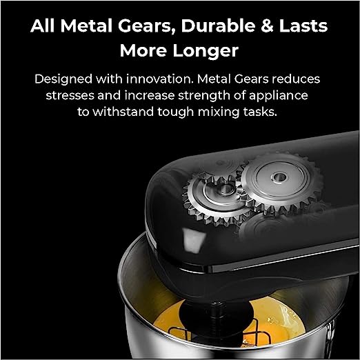 INALSA Stand Mixer Professional Mix Master- Heavy Duty 1200 Watt Pure Copper Motor| 5.5L SS Bowl| Metal Gears for Extra Stability| Includes Whisking Cone, Mixing Beater & Dough Hook, (Red) INALSA Stand Mixer Professional Mix Master- Heavy Duty 1200 Watt Pure Copper Motor| 5.5L SS Bowl| Metal Gears for Extra Stability| Includes Whisking Cone, Mixing Beater & Dough Hook, (Red)